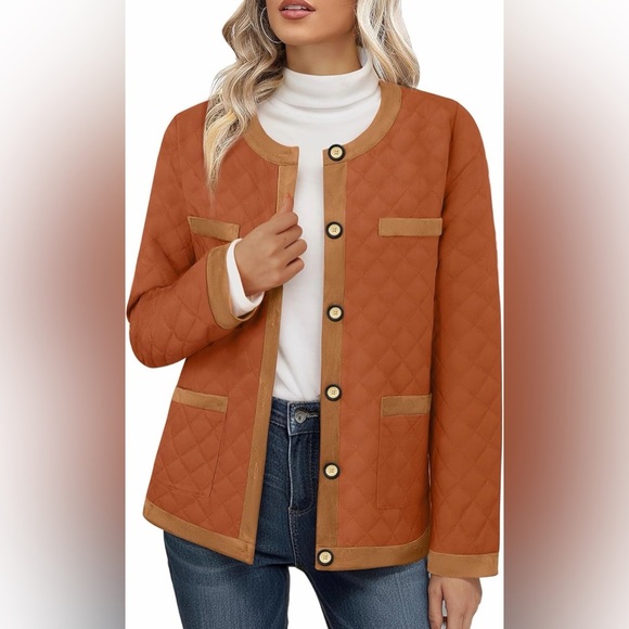 Jackets & Blazers - Women's Quilted Orange Jacket SIZE XL NWT